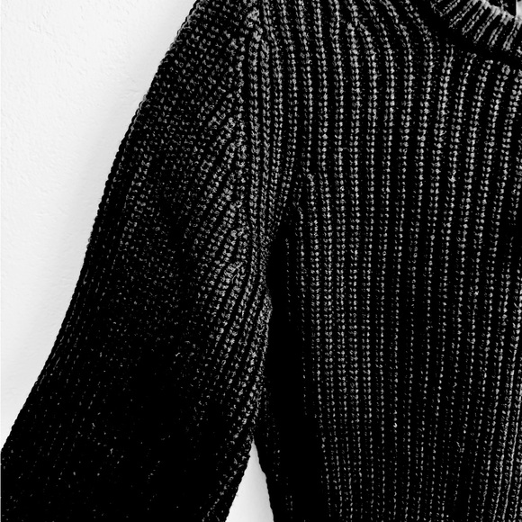 Banana Republic NWT Black Medium / Heavy  Chunky Knit Long Sleeve Peplum Sweater - Picture 3 of 10